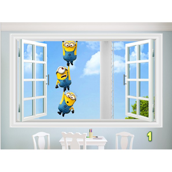 Decal cửa sổ 3D minion tinh nghịch