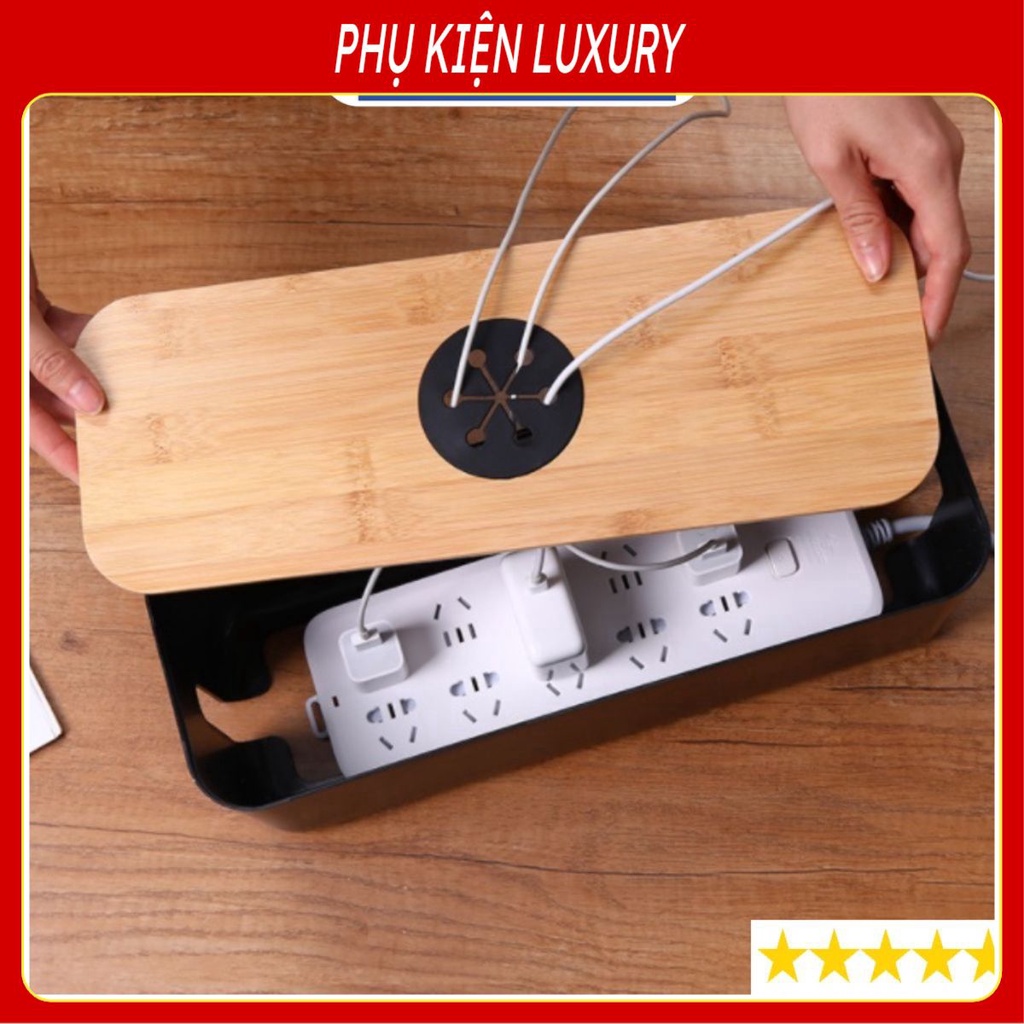 Hộp Đựng Ổ Cắm Điện, Hộp Nhựa ABS Đựng Ổ Điện, Dây Điện, Sạc Cáp Nắp Gỗ An Toàn Tiện Lợi Chống Cháy Nổ Đa Năng