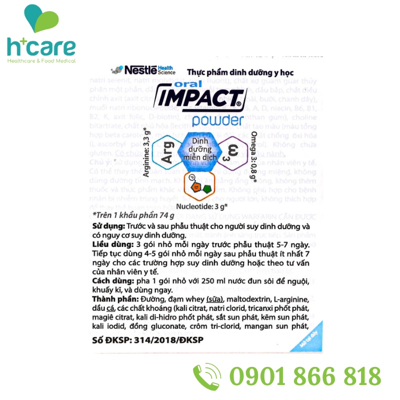 Sữa bột Nestle Oral Impact Powder 370g - Giải pháp dinh dưỡng miễn dịch cho bệnh nhân ung thư, trước và sau phẫu thuật
