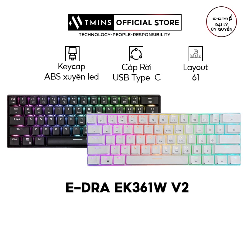 Bàn phím cơ không dây E-Dra EK361W v2 Bluetooth 5.0