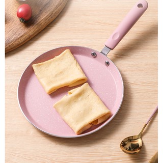 (lẻ) Bộ 3 chảo chống dính màu hồng pastel đế từ dùng cho bếp từ (hàng order)