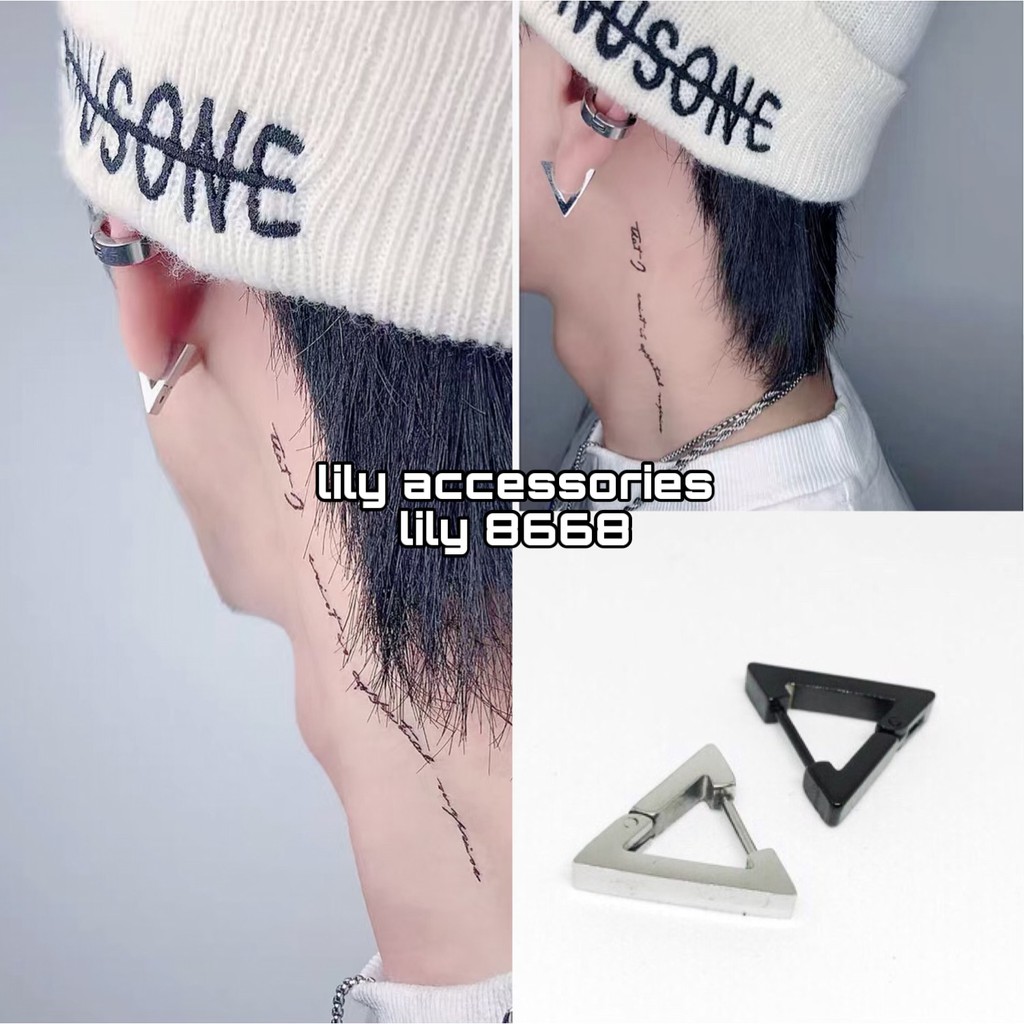 Thick Triangle Earring khuyên tai titan tam giác gập không gỉ không đen không dị ứng nam nữ unisex