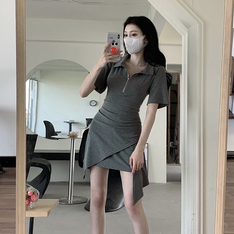 Đầm PERTY ôm dáng cổ polo phong cách Hàn Quốc dành cho nữ