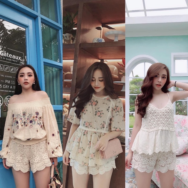 Quần chân ren hoa hàng đẹp Quảng Châu