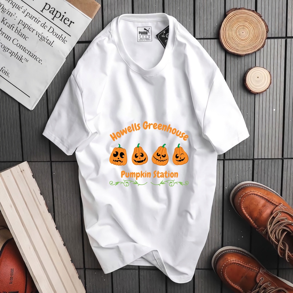 Áo thun cotton dán hình trái bí ngô có 1 không 2 hàng mới về sll - t1