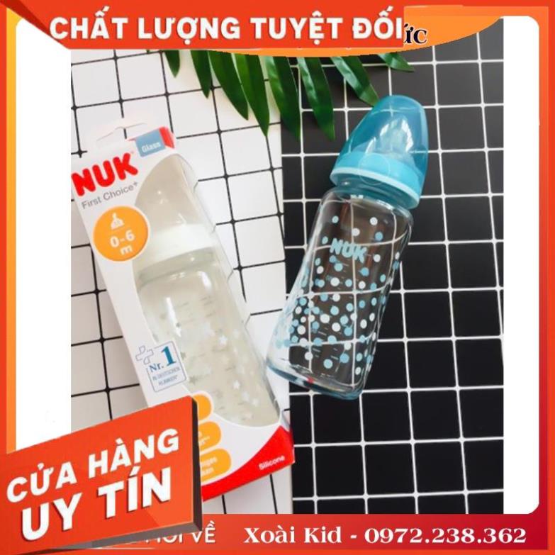 BÌNH SỮA  CỔ RỘNG NUK THỦY TINH ĐỨC -Nội địa Đức Đủ Bill