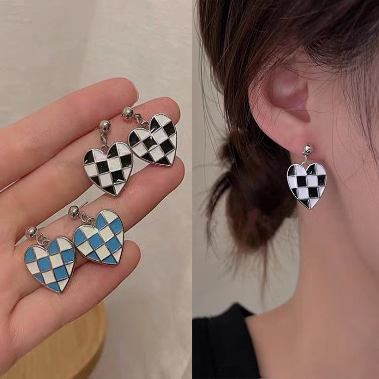Bộ Vòng cổ + bông tai + vòng tay mặt hình trái tim nhiều màu phong cách Hàn Quốc cho nữ