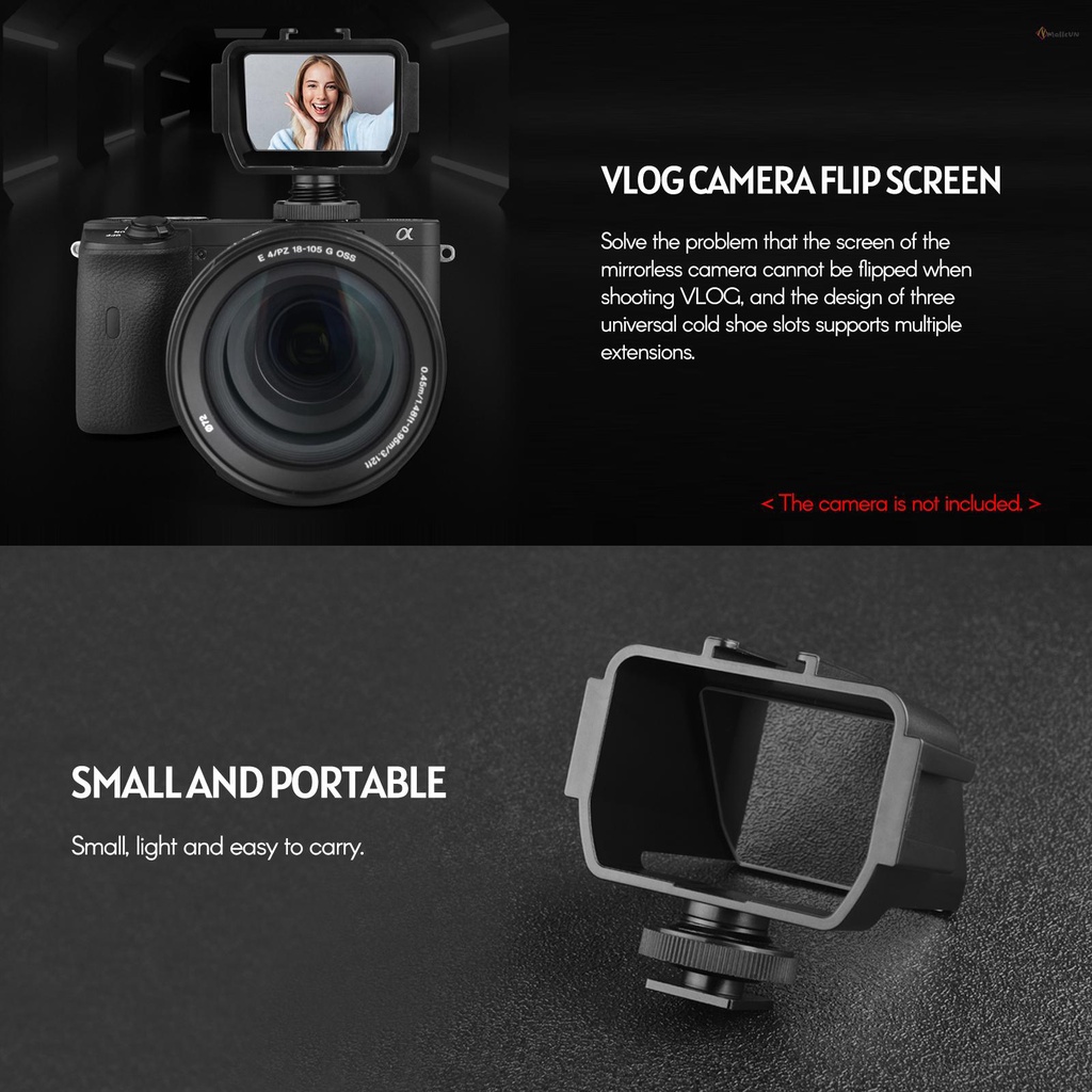 Màn hình gương lật Andoer 3 ngàm cold shoe gắn micro camera không gương A6000/A6300/A6500/A72 Series/A73 Series Z6/Z7