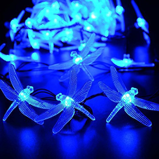 Bộ dây đèn 20 LED trang trí hình chuồn chuồn năng lượng mặt trời chống thấm nước
