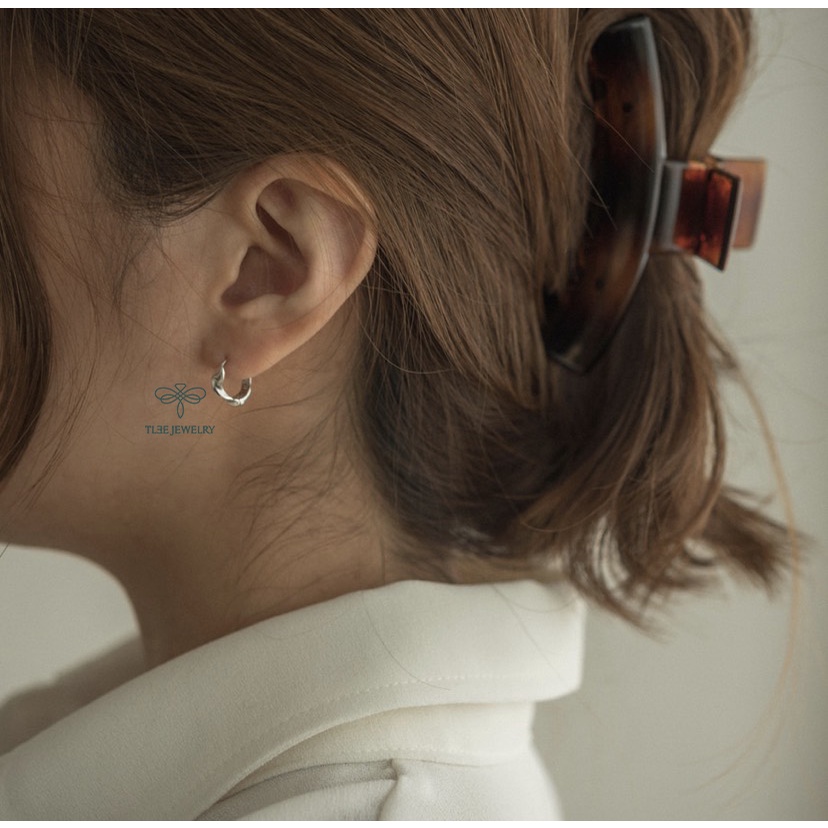 Khuyên tai bạc nữ TLEE tròn TWISTED cá tính TleeJewelry B0114