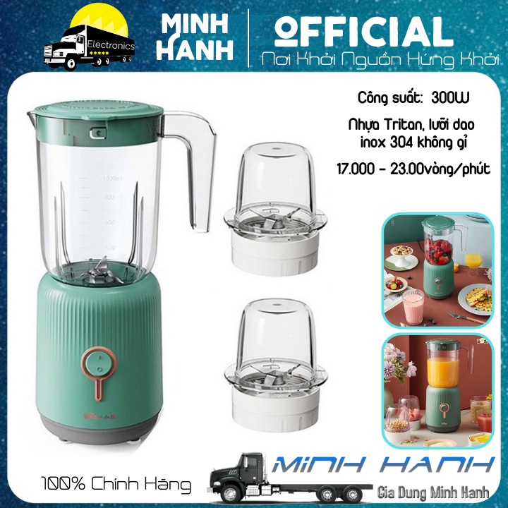 Máy xay đa năng 3 in 1 Bear LLJ-C10P1 chính hãng - Thiết kế nhỏ gọn - Tích hợp 3 cối - Vệ sinh nhanh gọn, tiện lợi