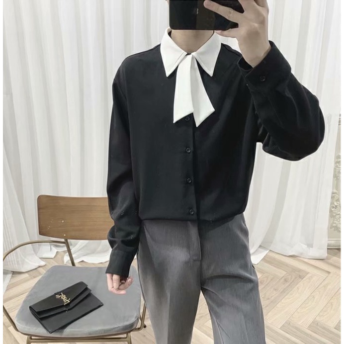 Áo Sơ Mi Trơn Tay Dài Dáng Rộng Thoáng Khí Phong Cách Hip Hop Đường Phố Hàn Quốc Cho Nam