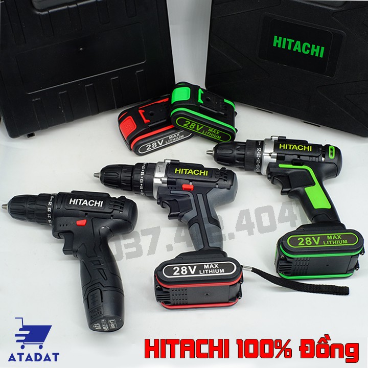 Máy khoan Pin HITACHI 28V Có Búa - Không Búa - Bắt Vít Hitachi 12V, Máy Khoan Lõi Đồng, Khoan Tường 12V