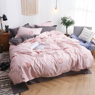 Bộ vỏ chăn ga gối Hồng Dâu Tây Nhỏ (mua kèm Vỏ gối ôm ngẫu nhiên)