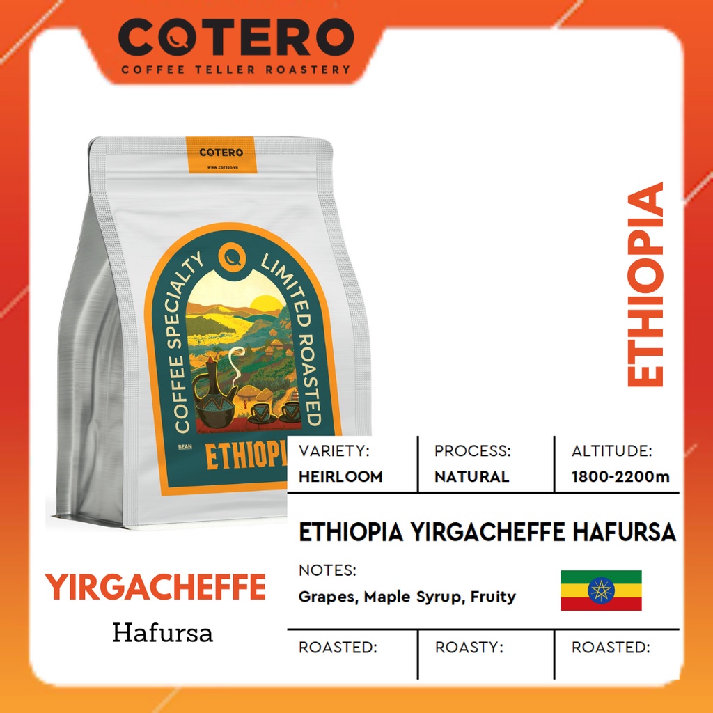 Ethiopia Yirgacheffe Hafursa - COTERO Coffee, Heirloom, Drip, Coldbrew, Espresso... chua thanh, ngọt