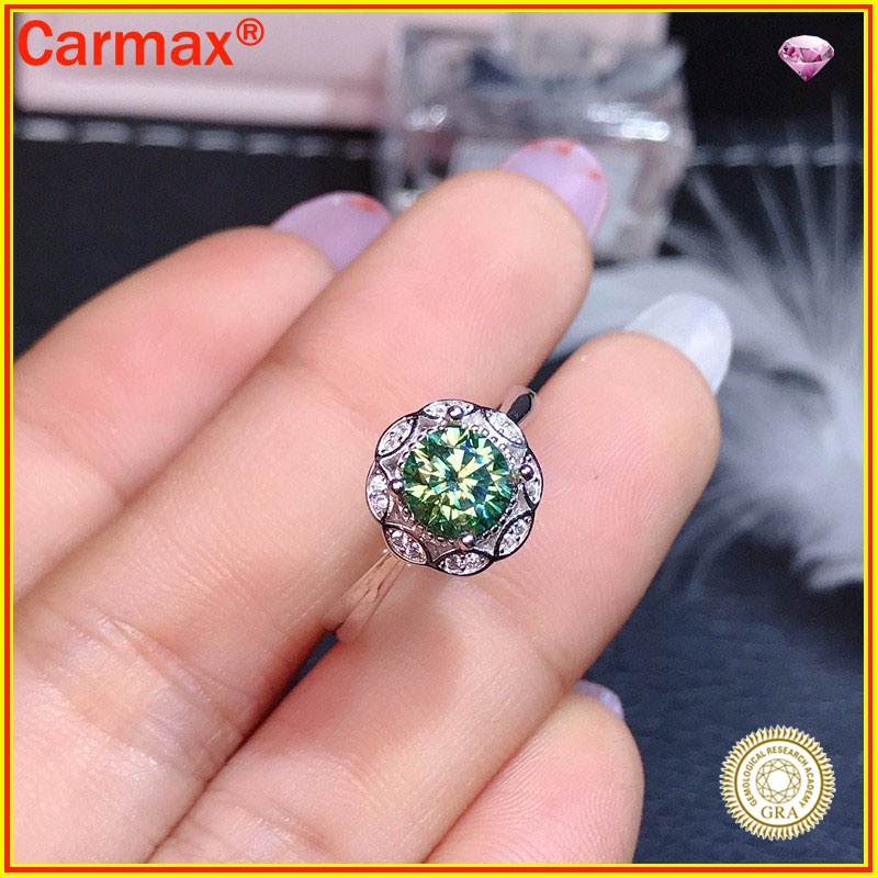 Nhẫn Moissanite Màu Xanh Dương Và Xanh Lá Thanh Lịch