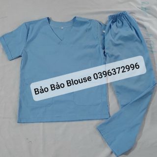 Bộ đồng phục phòng mổ scrubs cổ tim dành cho y tá, dược sĩ, điều dưỡng, spa.
