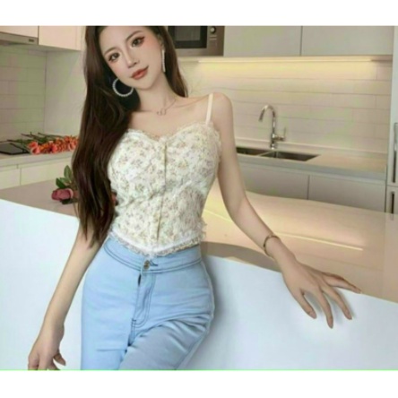 MẪU MỚI*Áo bra ren hoa nhí đính khuy,Áo hai dây mẫu mới BAO ĐẸP LUÔN !(ảnh thật B08