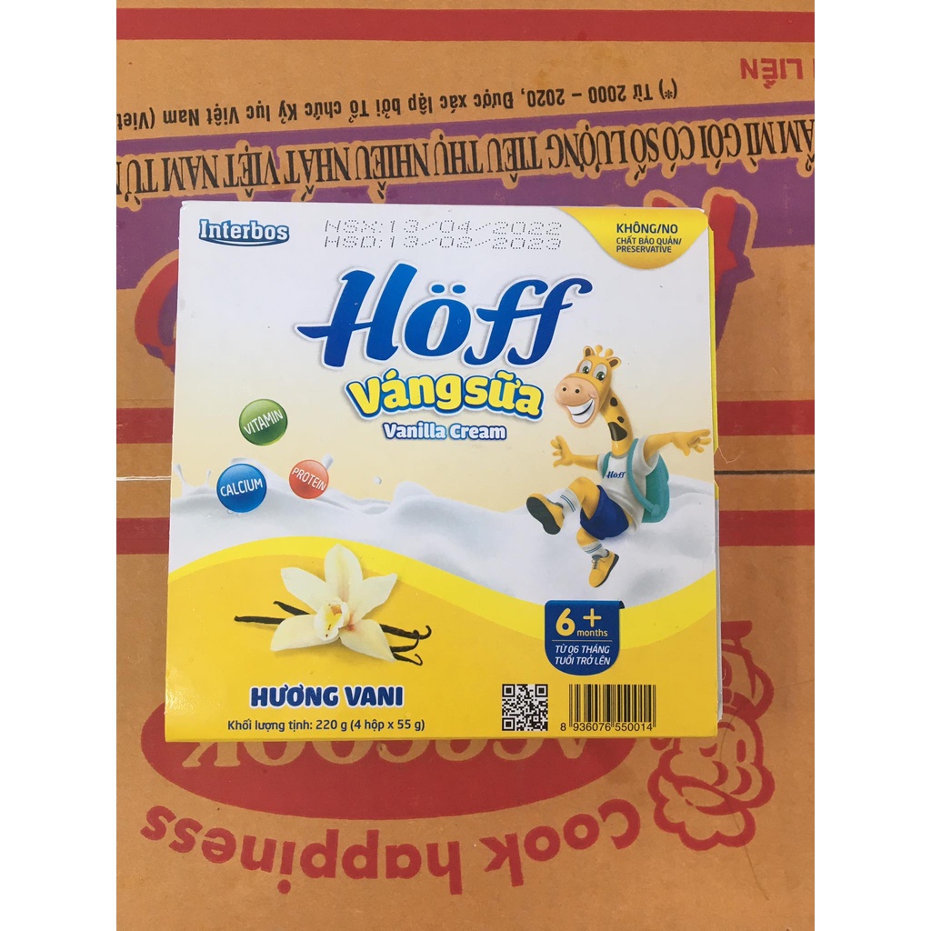 4 hộp váng sữa tươi Hoff hương vani và sữa non Hoff 220gr (55g x 4)