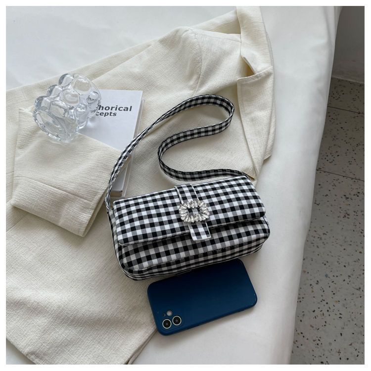Túi Xách Đeo Vai / Kẹp Nách Hình Vuông Họa Tiết Kẻ Sọc Màu Sắc Tương Phản Thời Trang 2022 Cho Nữ
