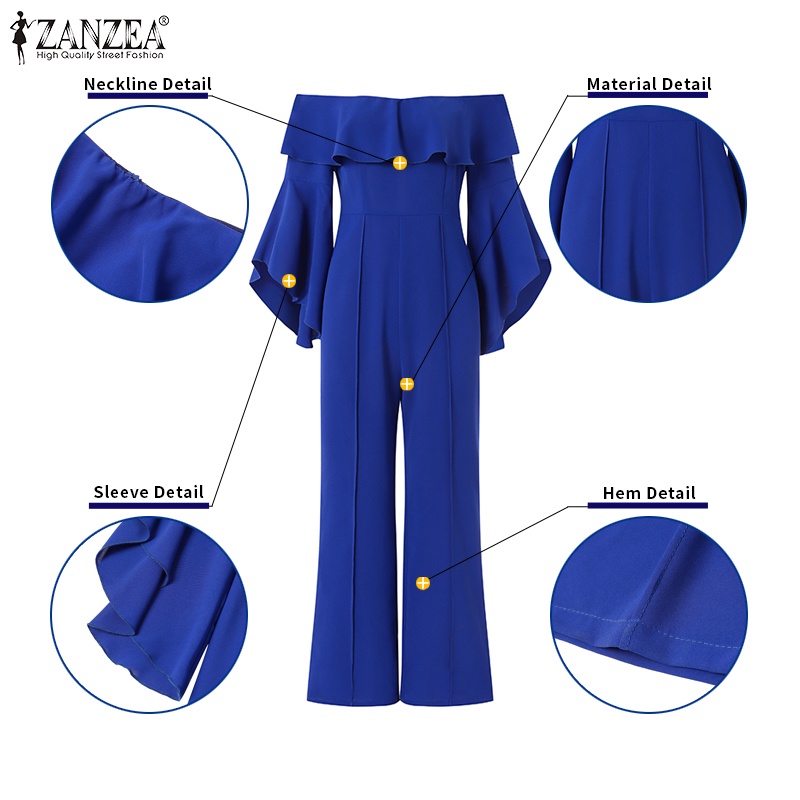 Áo liền quần ZANZEA tay lỡ 3 / 4 trễ vai phong cách châu Âu dành cho nữ