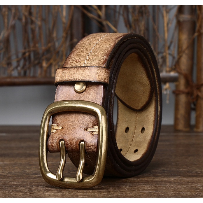 Thắt lưng da 2 kim Retro ( 4mm)_dã ngoại_du lịch