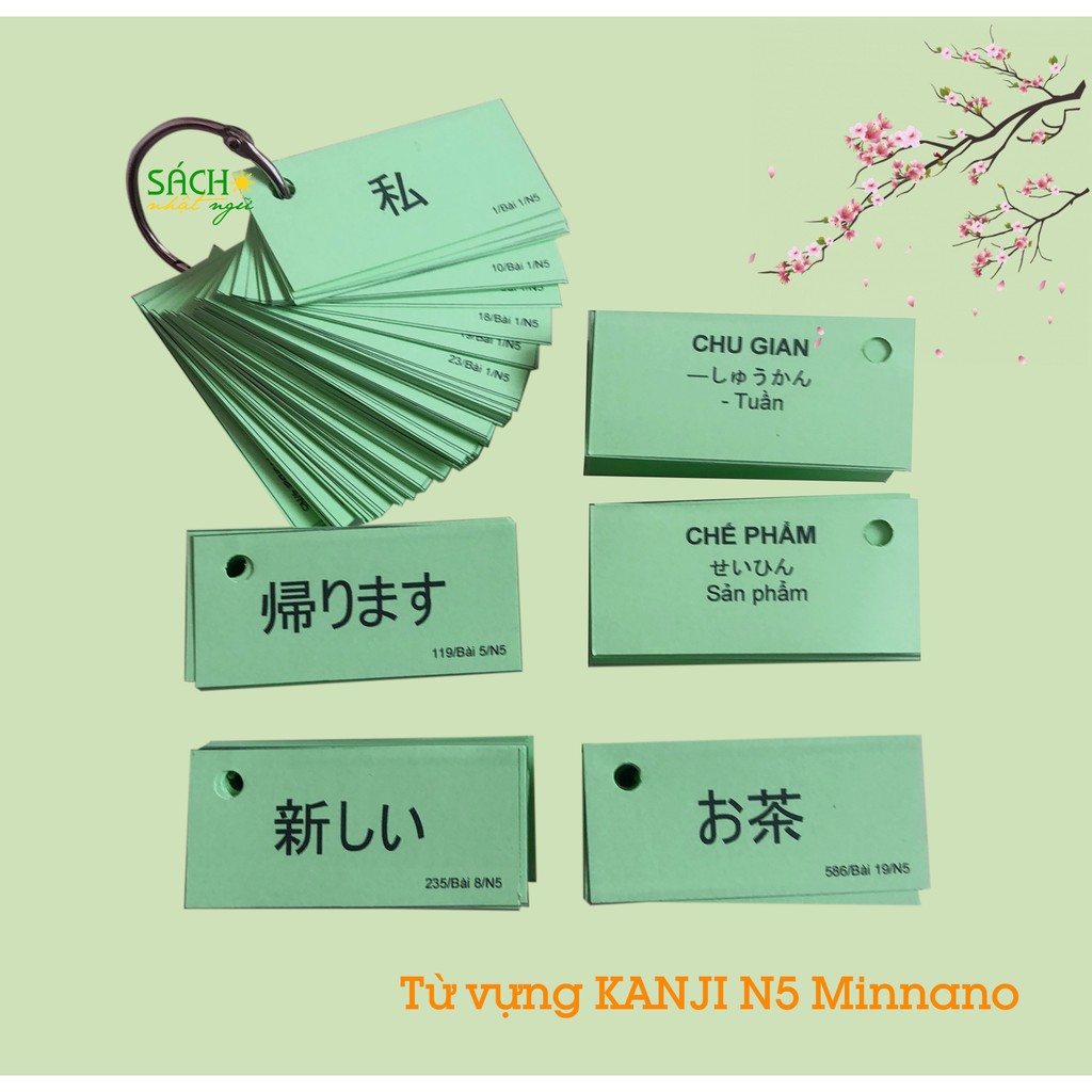 Bộ flashcard học từ vựng Kanji N5 Bài 1 - 25 Sách Minnano 1