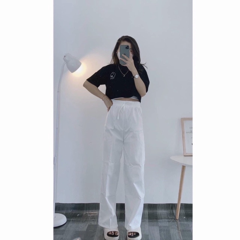 Sét 3 Món Croptop Thêu Hình Vintage- Bộ Thể Thao  Áo Croptop+ Áo 2 DâyTrẻ Trung +Quần Ống Suông Thoáng Mát