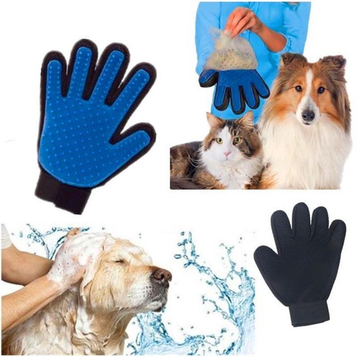 Găng tay tắm, chải lông và massage cho chó mèo True touch (hàng không hộp)
