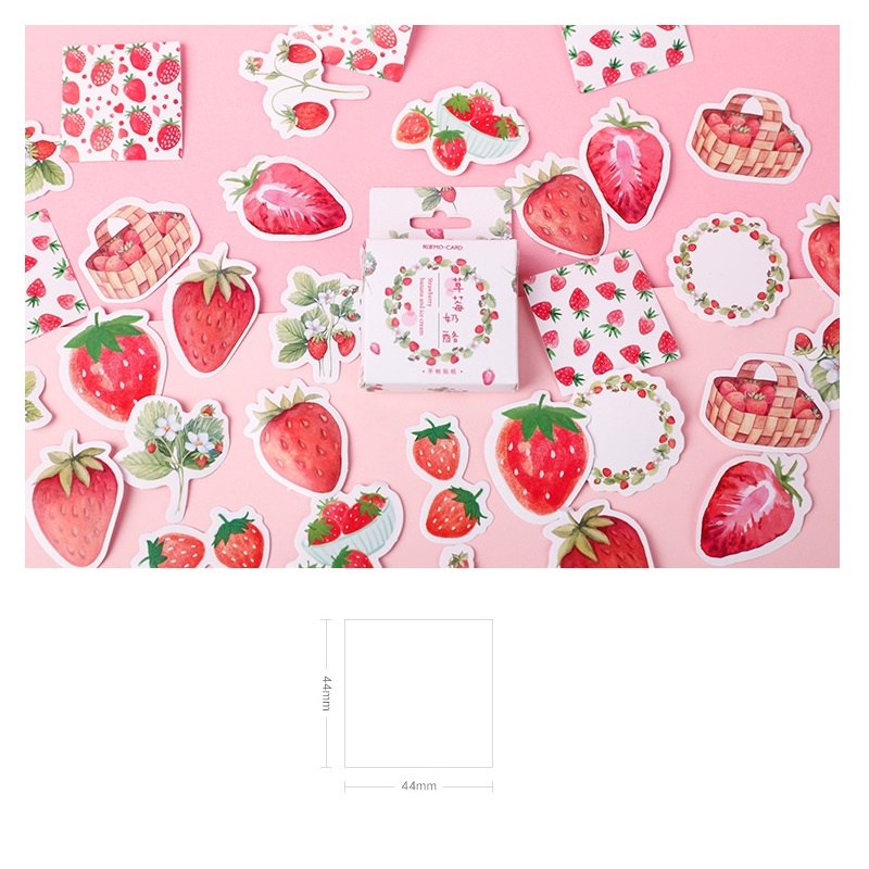 Bộ 45 Miếng Dán Hình Dâu Tây Mini 44mm Màu Sắc Trang Trí Sổ Tay/Nhật Ký DIY C6420