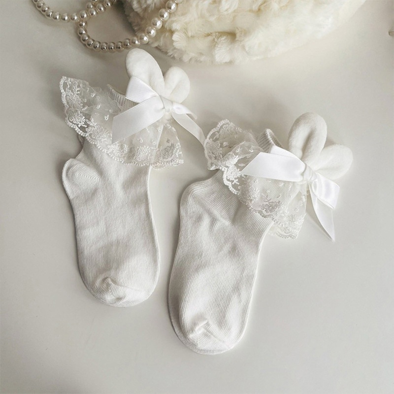 Đôi Tất Chân Cotton Trang Trí Ren Hoa Dễ Thương Cho Bé Gái