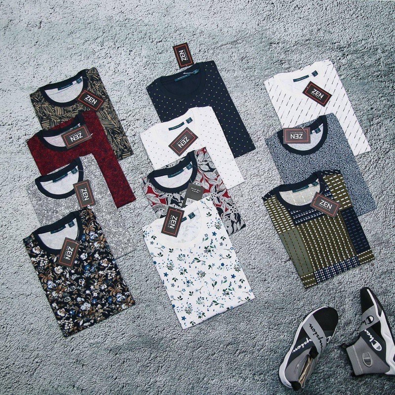 Áo thun cổ tròn hoạ tiết Perry Ellis Xuất Xịn Chính Hãng 100% Cotton