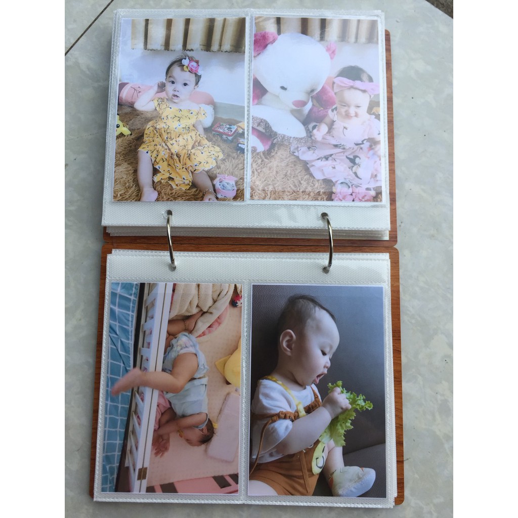 Album ảnh bìa gỗ đựng 100 ảnh 6x9 hoặc 100 ảnh 9x13 cho bé