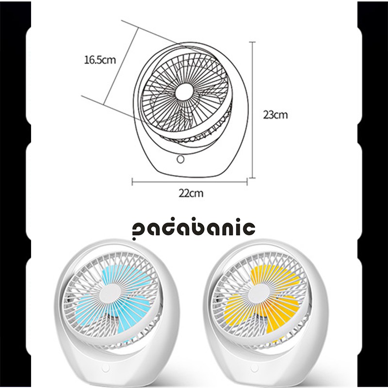 Quạt Mini Để Bàn Sạc Tích Điện Tiện Lợi Với Ba Mức Gió Tặng Kèm Cáp Sạc