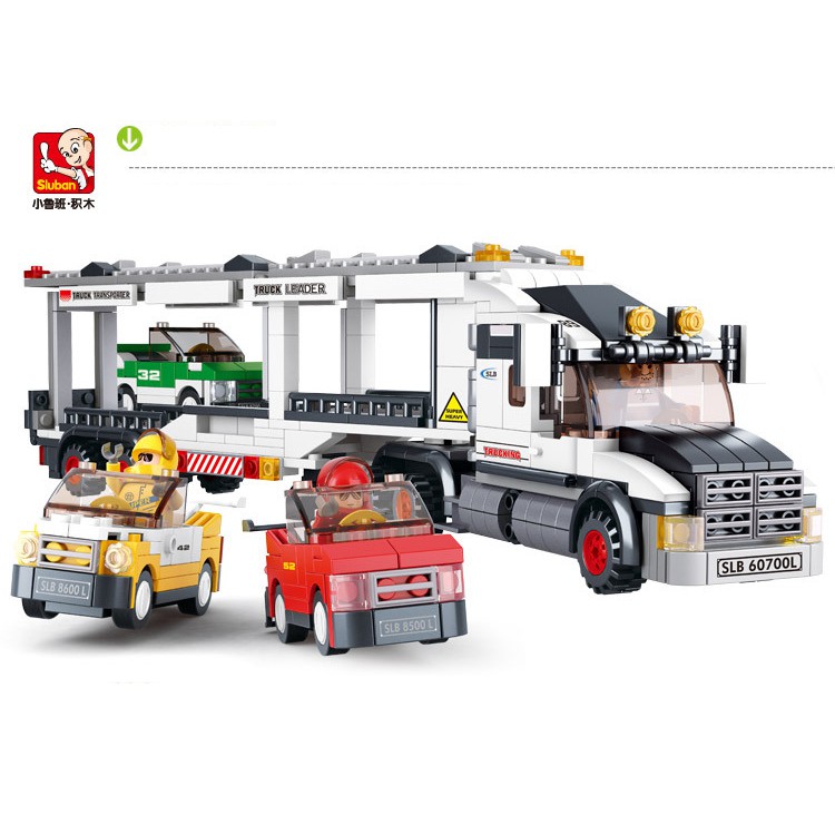 Sluban 0339 - Đồ chơi lắp ráp Xe tải chở hàng Container - CONTAINER TRUCK SERIES 0339 VAN HEAVY CARGO TRUCK