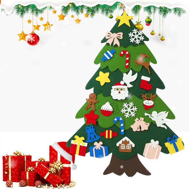 Cây thông noel dán treo tường 2 lớp hot trend năm 2021 – Miếng dán vải nỉ, decal trang trí giáng sinh – 01122