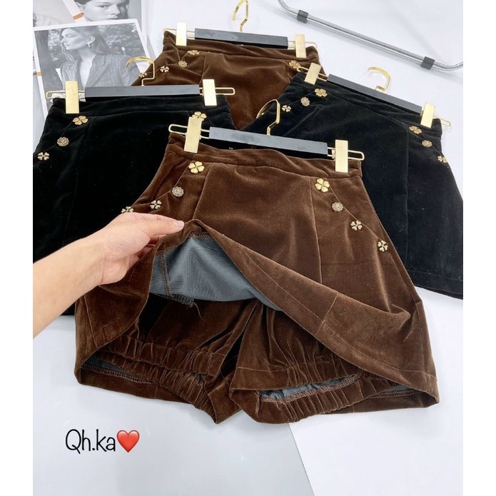 Chân váy nhung khuy hoa hàng QCL1 | BigBuy360 - bigbuy360.vn