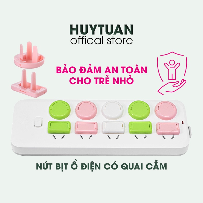 Bịt ổ điện, ổ cắm loại 2 chấu, 3 chấu chống giật chống cháy - có quai cầm bảo đảm an toàn cho bé (BOD23)