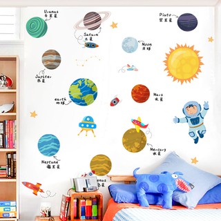decal dán tường bé khám phá hệ mặt trời
