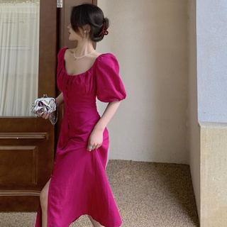Đầm maxy cổ vuông màu hot