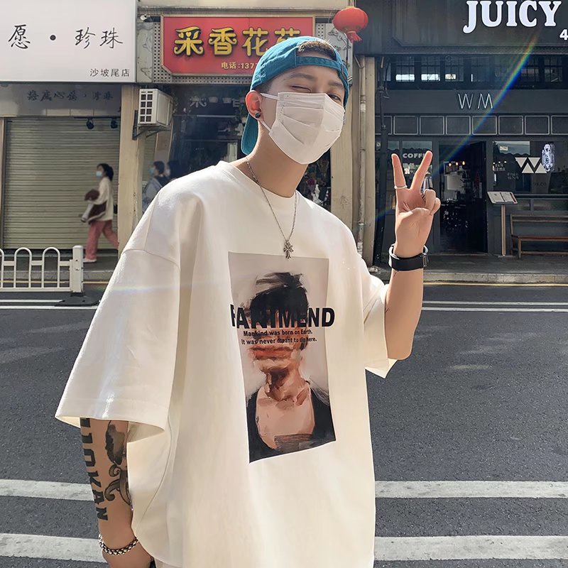 Áo Thun Dáng Rộng In Chữ Phong Cách Hàn Quốc Thời Trang Mùa Hè Cho Nam [M-8XL]