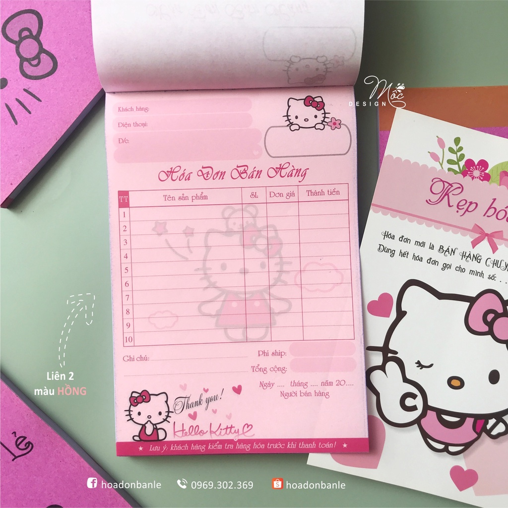 Hoá đơn KITTY đặc biệt 2 màu - 2 liên