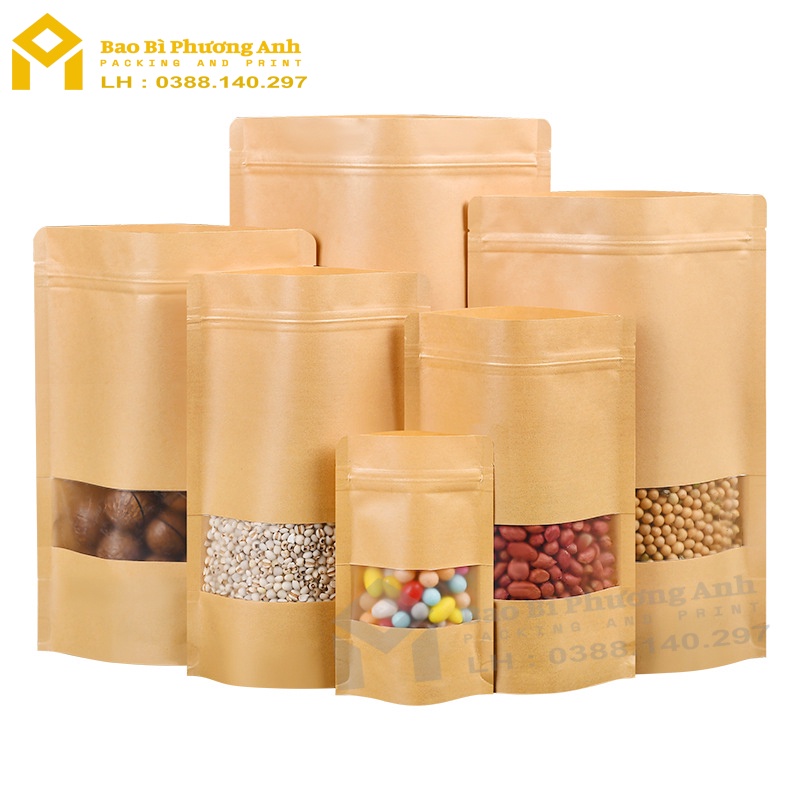 Combo 10 Chiếc Túi Zip Giấy Kraft Nâu 20x30_Bao Bì Phương Anh