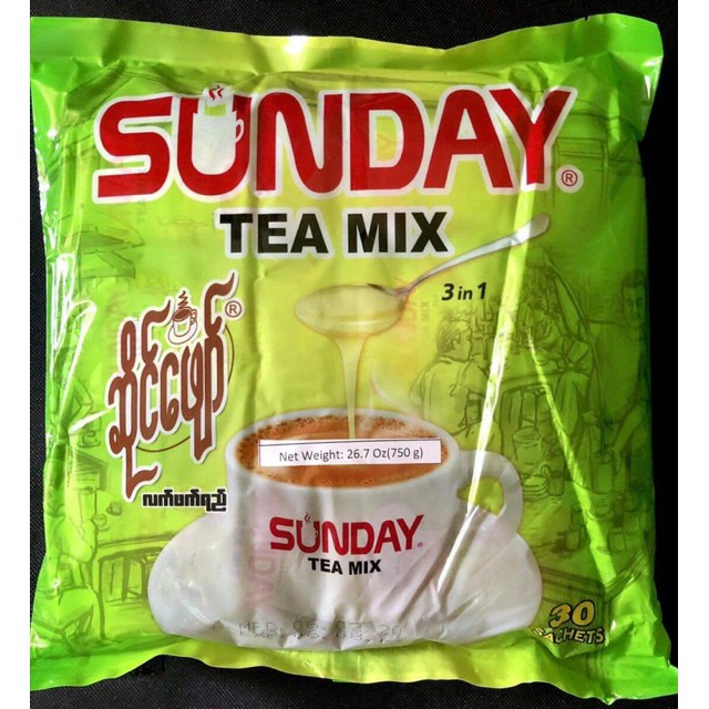 Trà sữa Sunday Teamix Myanmar 30 gói (750g)