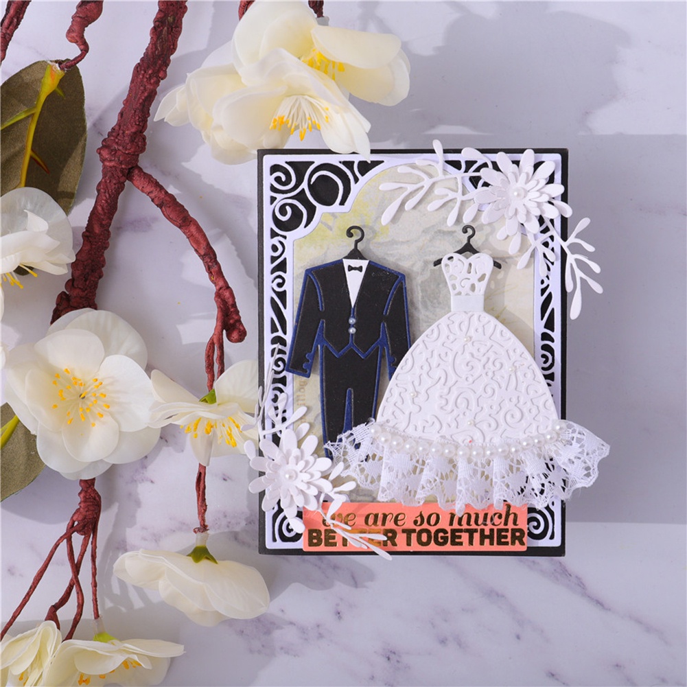 【Green】Wedding Dress Suit Cutting Dies DIY Scrapbook Emboss Paper Cards Stencil Mold