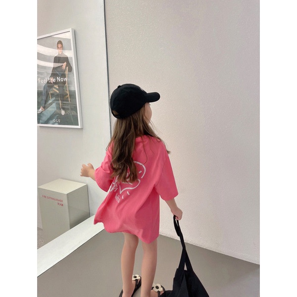 Áo Thun Cotton Nguyên Chất Tay Ngắn Cổ Tròn In Họa Tiết Hoạt Hình Thời Trang Mùa Hè Cho Bé Gái