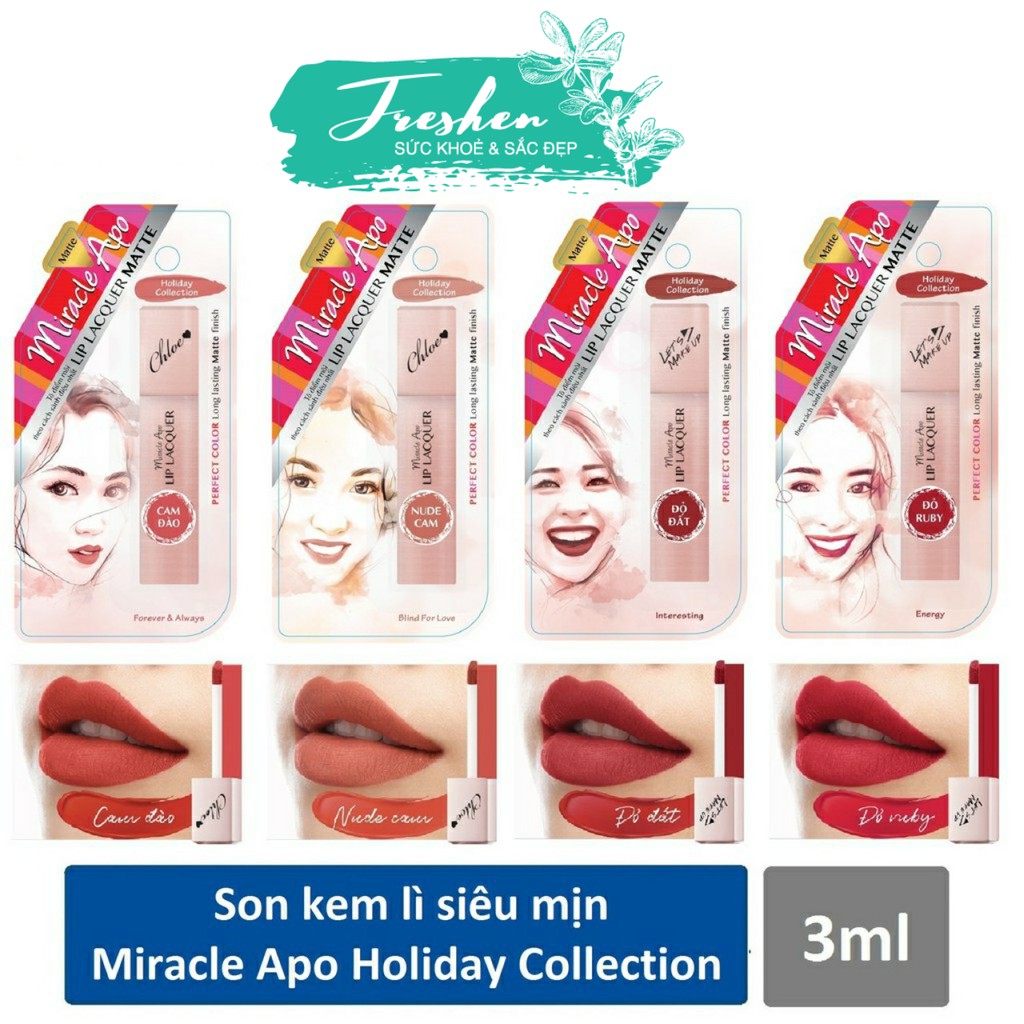 ✅ (CHÍNH HÃNG) Son kem lì Miracle Apo Lip Lacquer Matte Holiday Collection 3ml (bao bì mới)