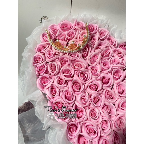 Quà tặng - Bó hoa sáp tim voan 99 bông hồng, quà tặng sinh nhật, 20/10,14/2,8/3