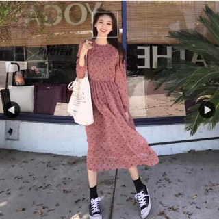 Váy hồng hoa nhí Korea