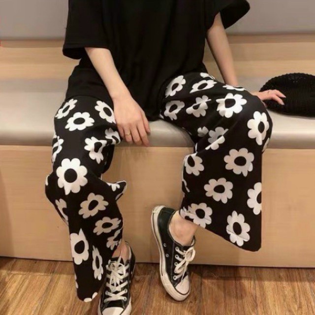 Quần Nữ Ống Rộng In Bông Cúc In Loang Chất Da Cá Mịn Mát Mặc Đẹp Cá Tính [NEW UNISEX]